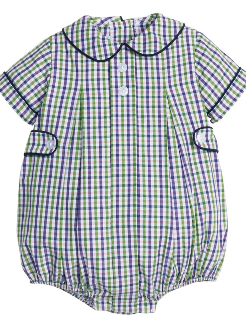 Little English Green & Blue Plaid Peter Pan Romper